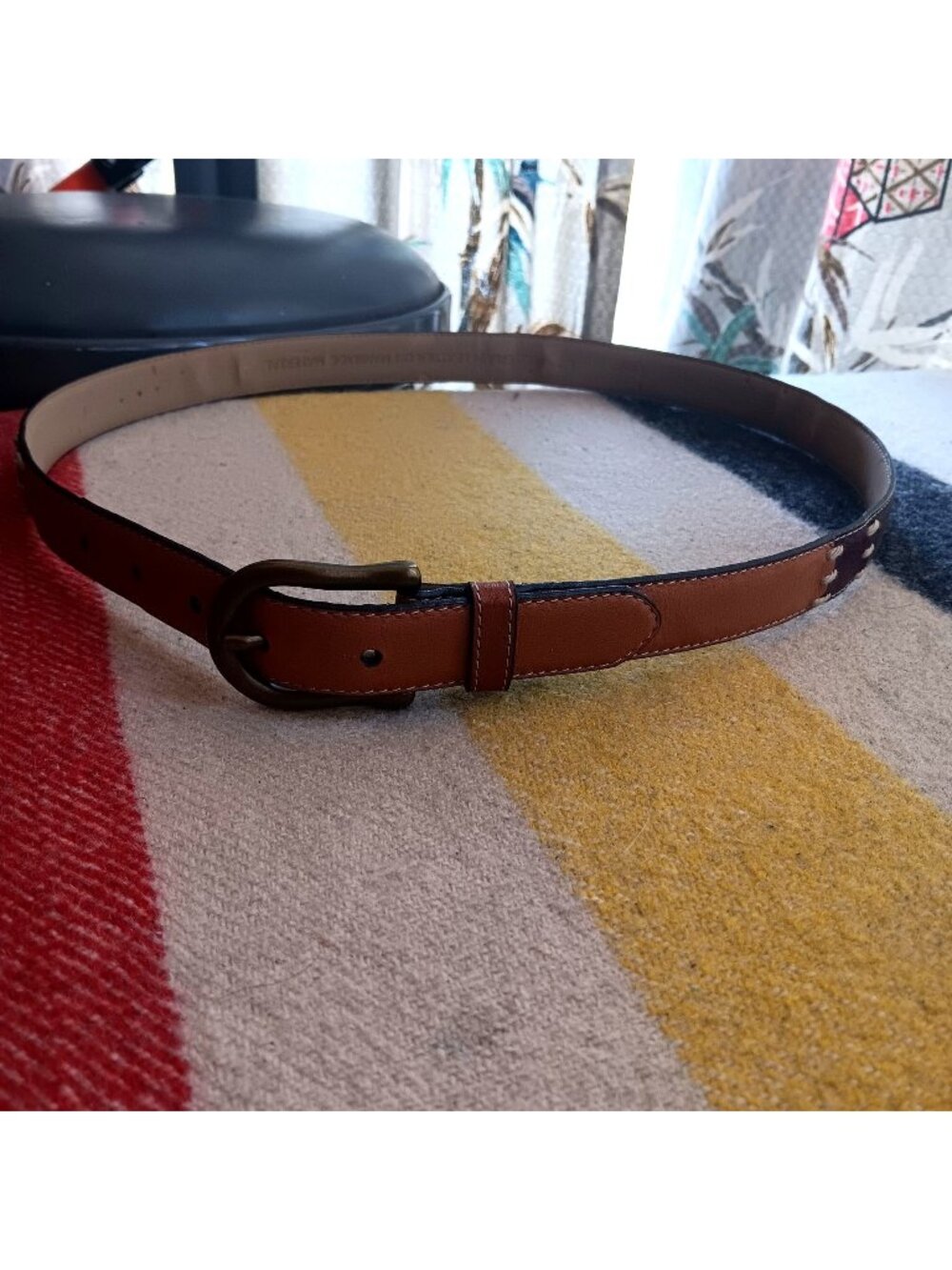 Vintage Womens Levi's Dockers Large Belt 1980s Preppt Patchwork Leather